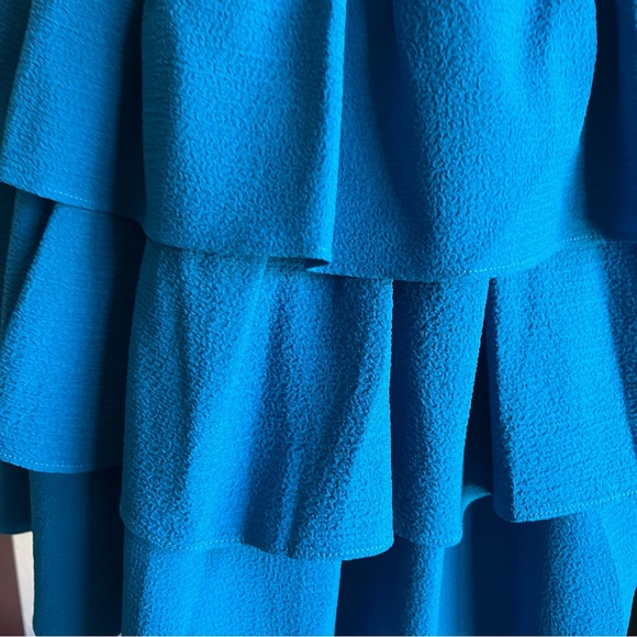 NWT Express Smocked Ruffle Off The Shoulder Dress- Size XS, Blue/Teal - Picture 7 of 11